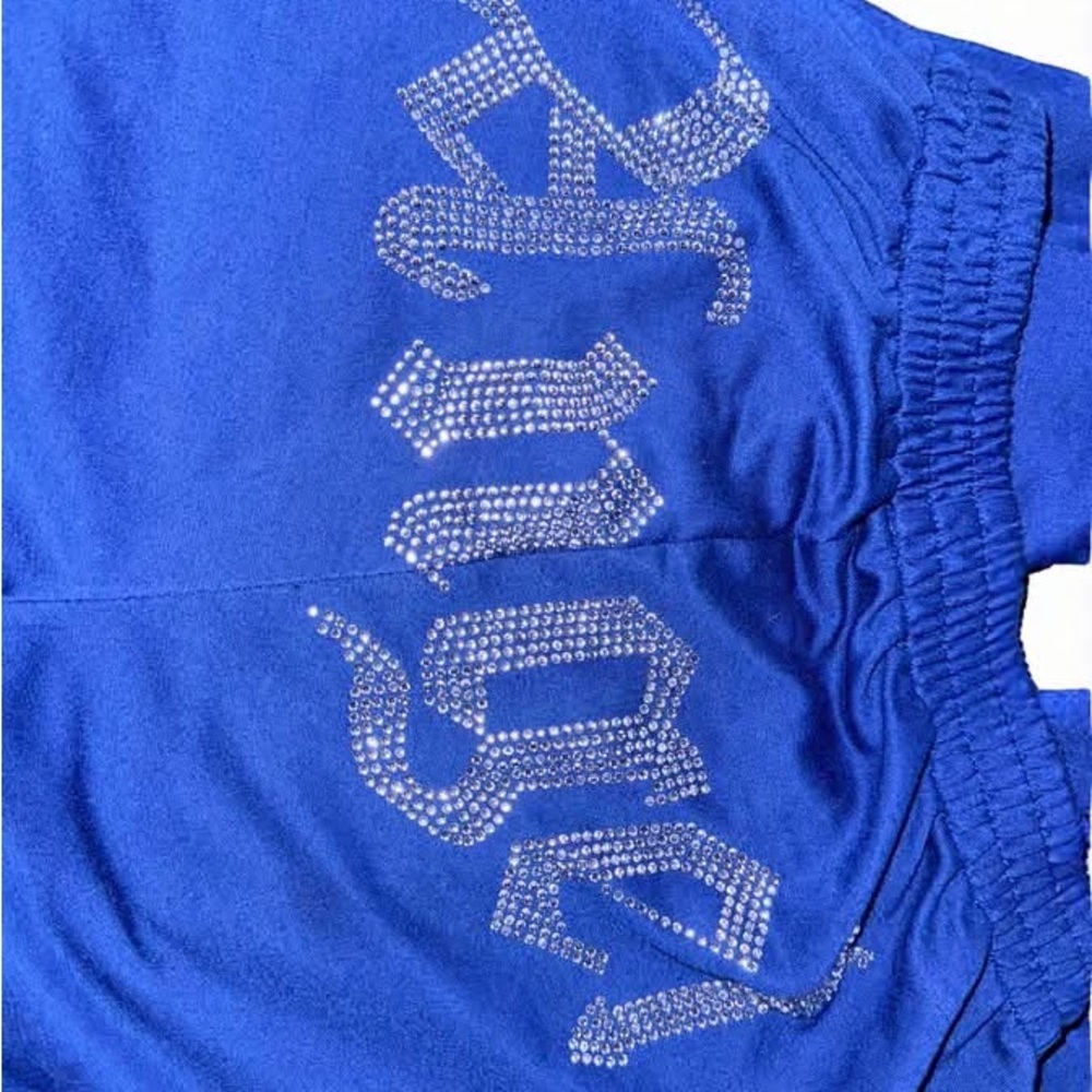 Blue Joggers with Rhinestone Design